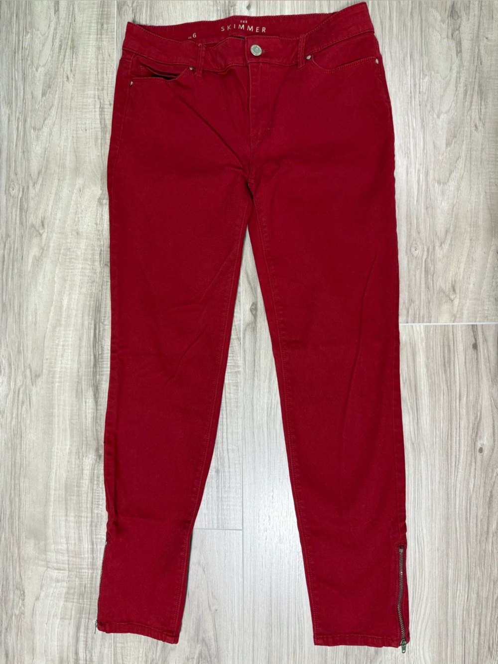 White House Black Market Crimson Skinny Jeans with Zip Hem